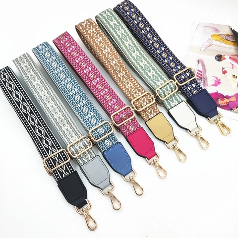 Verstellbarer Ethnisch Stil Breiter Taschenriemen Für Umhängetasche Polyester Jacquard Gewebt Ersatzgurt Mit Metallhaken