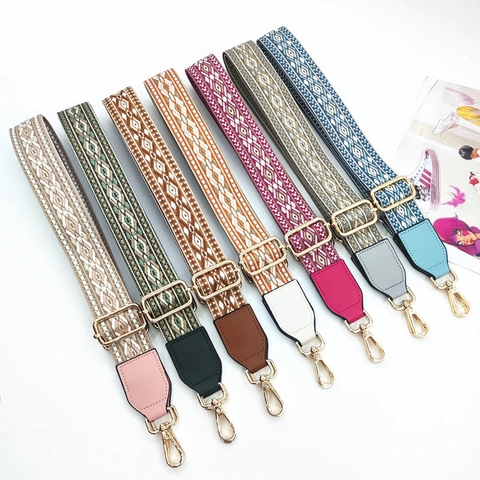 Verstellbarer Ethnisch Stil Breiter Taschenriemen Für Umhängetasche Polyester Jacquard Gewebt Ersatzgurt Mit Metallhaken