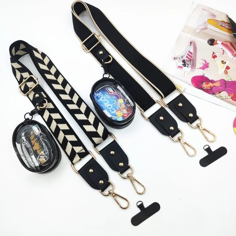 Women's Wide Adjustable Replacement Shoulder Bag Strap With Detachable Mini Wallet Coin Purse Ethnic Geometric Pattern Braided Crossbody Bag Belt Fashion Bag Accessories