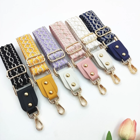 Tracolla per Borsa Sostitutiva Ricamata in Stile Etnico Jacquard Cinghia Regolabile Larga Monospalla Con Fibbie in Metallo per Donna