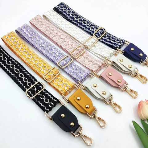 Tracolla per Borsa Sostitutiva Ricamata in Stile Etnico Jacquard Cinghia Regolabile Larga Monospalla Con Fibbie in Metallo per Donna