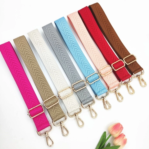 Adjustable Replacement Bag Strap Wide Herringbone Woven Shoulder Strap For Crossbody Bags With Metal Buckles