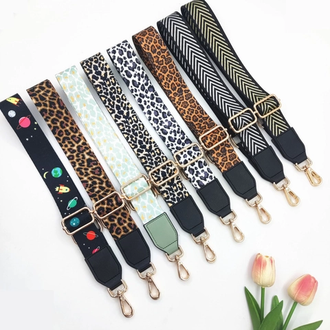 Tracolla per Borsa Regolabile con Stampa Leopardata Motivo a Spina di Pesce Tracolla di Ricambio Fibbia in Metallo Donna