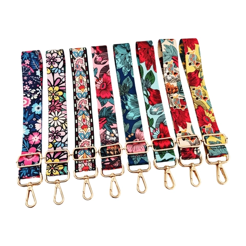 Correa de Bolso de Hombro Ancha con Estampado Floral Bohemio Reemplazo Ajustable de Mezcla de Algodón y Poliéster