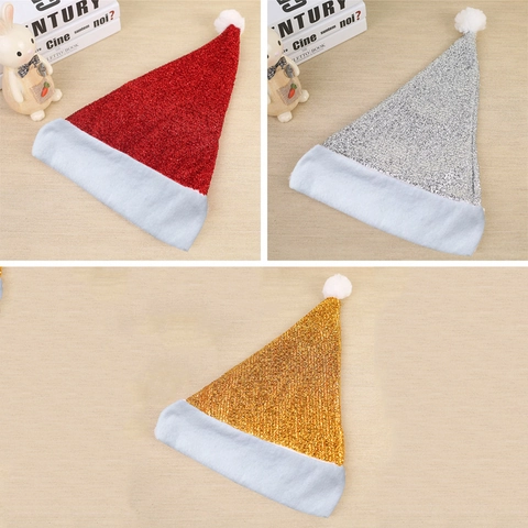 Gorro de Navidad con Lentejuelas Brillantes para Adultos Niños Fiesta Festiva Disfraz Tocado Oro Plata Rojo Decoraciones Navideñas