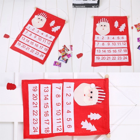 Calendario dell Avvento di Natale in Feltro Con Tasche Numerate Babbo Natale Design Conto alla Rovescia Ornamento da Parete Decorazione Casa