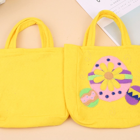 Ostern Filz Handtasche Gelb Sonnenblume Gänseblümchen Muster Geschenktüte Für Kinder Süßigkeiten Osterei Party Deko Tasche