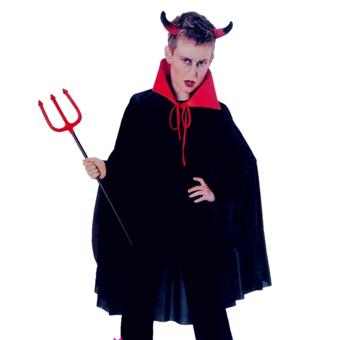 Mantello da Vampiro di Halloween Doppio Lato Nero Rosso Reversibile Collo in Piedi Diavolo Morte Costume Cosplay Abito da Festa
