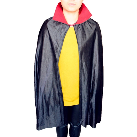 Mantello da Vampiro di Halloween Doppio Lato Nero Rosso Reversibile Collo in Piedi Diavolo Morte Costume Cosplay Abito da Festa