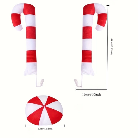 Christmas Car Decoration Set Plush Candy Cane Antlers And Red Nose Car Ornaments Red White Striped Holiday Vehicle Decor