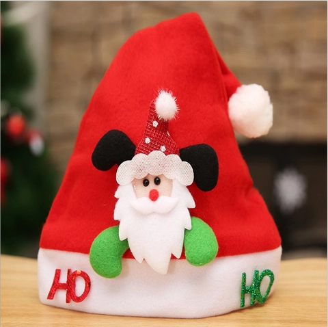 Bonnet de Noël pour Adultes Enfants en Polaire Grattée Père Noël Renne Bonhomme de Neige Applique 3D Accessoires de Costume de Fête