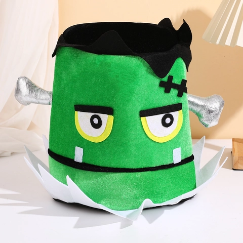 Cappello da Mostro della Birra per Festival d'Irlanda Frankenstein Halloween Costume Bar Festa Decor Velluto Dorato Peluche