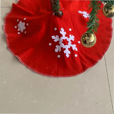 Jupe de Sapin de Noël en Tissu Non Tissé Motif Flocon de Neige Blanc Tapis de Base Rond Décoration de Noël Nouvel An Fête Maison