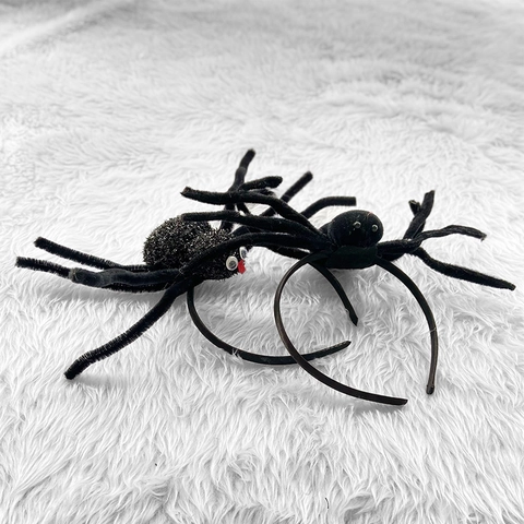 Diadema de Araña de Halloween Creativa Purpurina Peluche Araña Diadema para Mascarada Fiesta Disfraz Cosplay Negro Talla Única