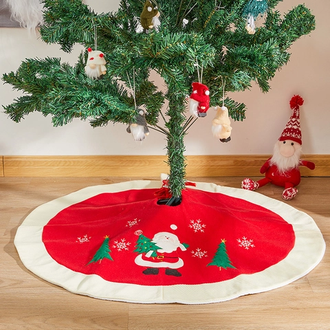 Gonna Per Albero Di Natale In Tessuto Ricamato Motivo Babbo Natale Albero Di Natale Fiocco Di Neve Per Decorazione Festa