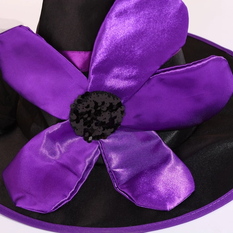 Halloween Flower Witch Hat Striped Satin Sequin Decorative Hat Party Headwear For Women Kids Costume Accessory