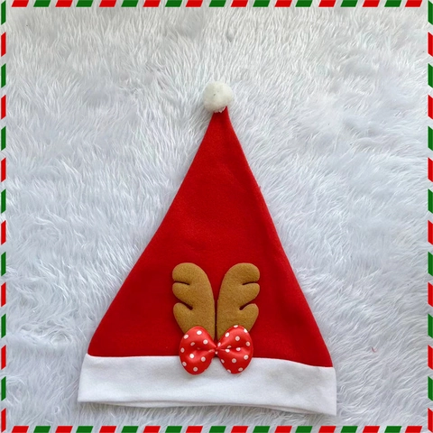 Festive Red Plush Christmas Hat With Sequin Antlers And Bowknot Decoration Cartoon Reindeer Holiday Hat For Adults And Kids Party Costume Ornaments