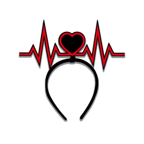 Valentinstag Herz Haarreif Mit EKG Puls Linie Design Für Hochzeit Party Kostüm Krankenschwester Cosplay Rot Schwarz Kopfschmuck