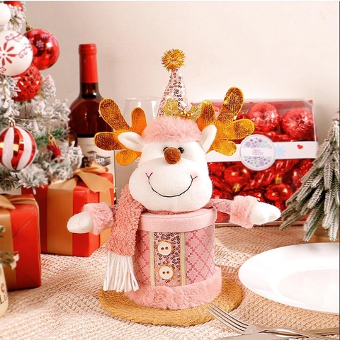 Rosa Weihnachten Süßigkeitenglas Geschenkbox Mit Weihnachtsmann Schneemann Elch Pailletten Plüsch Deko Für Weihnachtsbaum Party Thuis