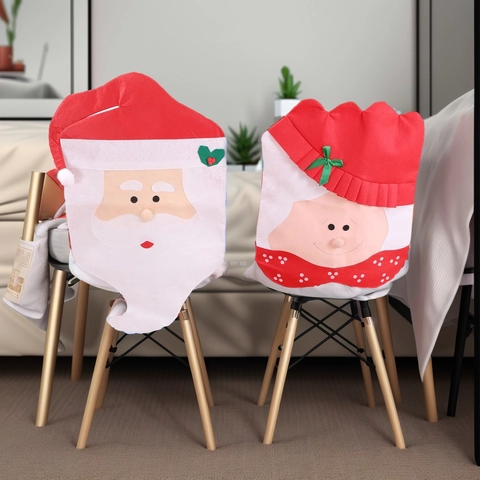 Fundas para Sillas de Navidad Papá Noel Mamá Noel Fundas Decorativas para Respaldo de Asiento para Decoración del Hogar