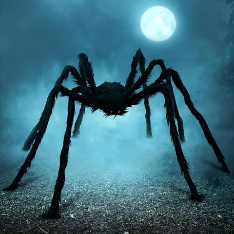 Araña de Peluche Negra Gigante Realista Decoración de Halloween Prop de Araña Peluda Aterradora Para Casa Embrujada Fiesta Jardín