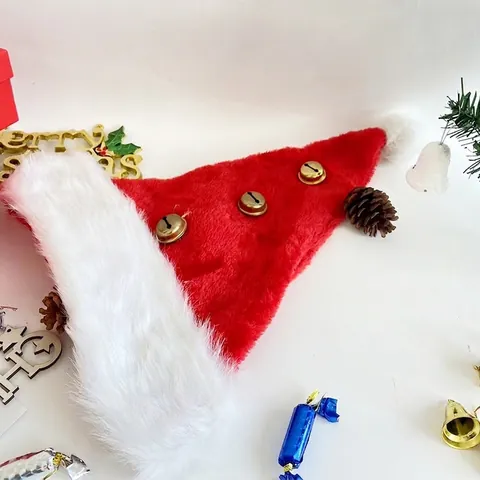 Plüsch Weihnachts Mütze Für Erwachsene Weiche Weihnachtsmann Hut Mit Goldenen Glocken Rot Und Weiß Kunstfell Party Kostüm Hut
