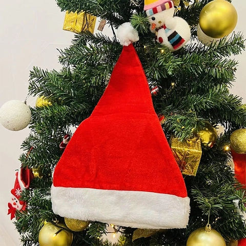 Klassische Rote Plüsch Weihnachtsmütze Für Erwachsene Weiche Kurzsamt Weihnachtsmann Mütze Mit Weißem Bommel Festliche Deko