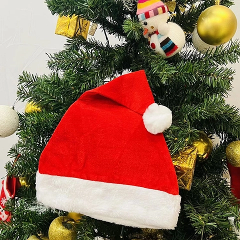 Klassische Rote Plüsch Weihnachtsmütze Für Erwachsene Weiche Kurzsamt Weihnachtsmann Mütze Mit Weißem Bommel Festliche Deko