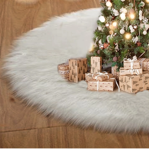 Lussuosa Gonna Per Albero Di Natale In Pelliccia Sintetica Bianca Tappetino Rotondo In Peluche Per Decorazione Casa Giardino