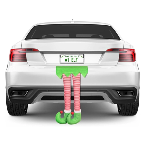 Gambe di Elfo di Natale Decorazione Appesa per Bagagliaio Auto Gambe di Babbo Natale Peluche Ciondolo per Albero di Natale Camino Casa