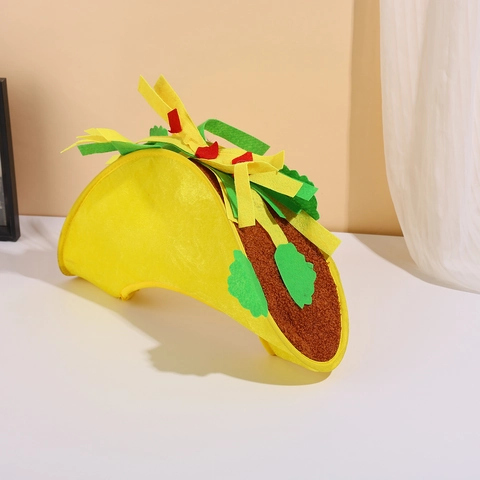 Chapeaux de Fête Nouveauté en Forme de Frites Burger et Taco Chapeaux de Costume en Polyester Doux pour Performance d'Halloween d'Action de Grâce