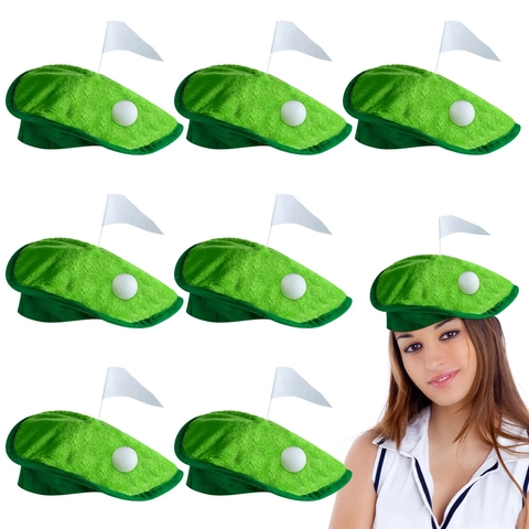 Boina De Novedad Campo De Golf Con Bandera Y Decoración De Pelota De Golf Sombrero De Peluche Verde Para Fiesta Temática Deportiva Adulto Unisex