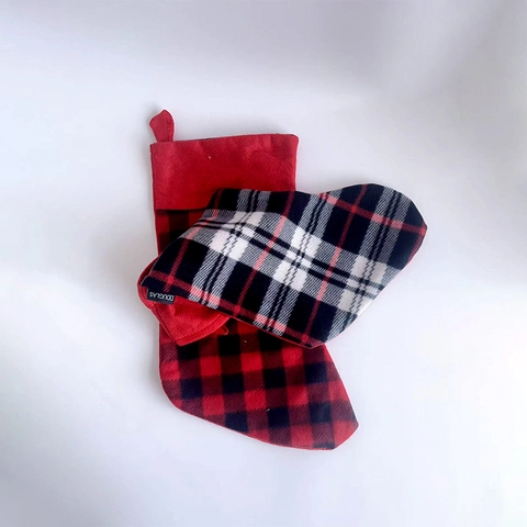 Christmas Stocking Red Black Buffalo Plaid Plush Trim Hanging Gift Bag Candy Bag For Xmas Holiday Party Home Decoration