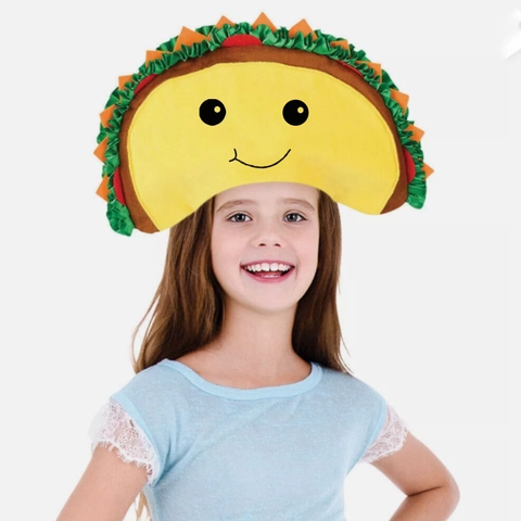 Cartoon Taco Shape Plush Hat Funny Mexican Food Costume Headwear For Halloween Christmas Party Props Unisex Novelty Headpiece