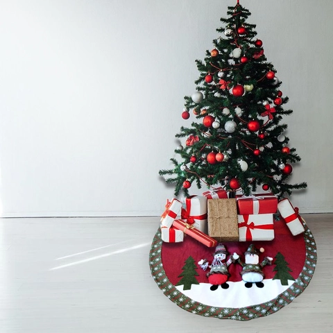 Driedimensionale Kerstman Sneeuwpop Kerstboomrok Ronde Linnen Mat Rood Wit Groen Vakantie Huis Vloer Decoratie Ornament