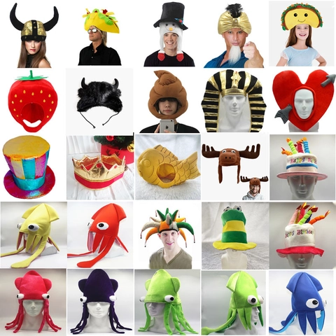 Cappelli di Peluche Divertenti a Forma di Polpo Fragola Taco per Decorazioni di Compleanno Halloween Copricapo Creativo