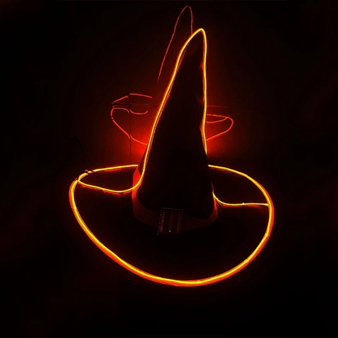 Halloween Leuchtender Hexenhut LED Neon Spitz Hexenhut Polyester Stoff Party Cosplay Kostüm Herren Damen Kinder Dekoration