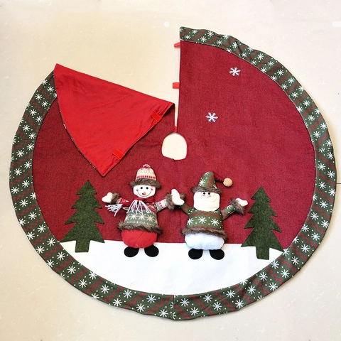Driedimensionale Kerstman Sneeuwpop Kerstboomrok Ronde Linnen Mat Rood Wit Groen Vakantie Huis Vloer Decoratie Ornament