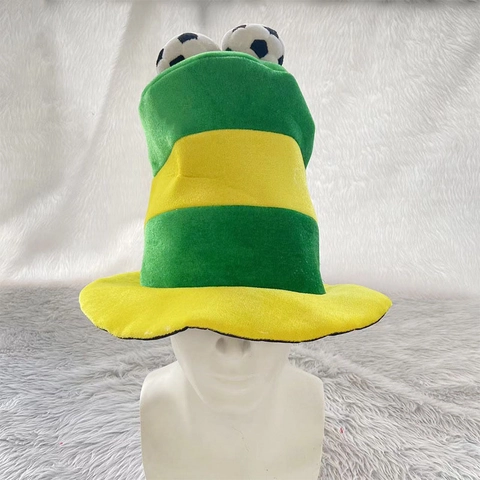 Plush World Cup Soccer Fan Hat Carnival Costume High Top Striped Football Hat For Party Performance Stadium Cheering Accessory