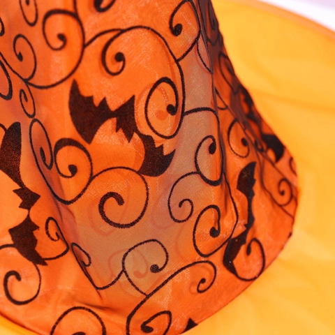 Halloween Hexenhut Polyester Spitz Zaubererhut Mit Fledermaus Spinnennetz Druck Für Maskerade Cosplay Kostüm Party Requisite
