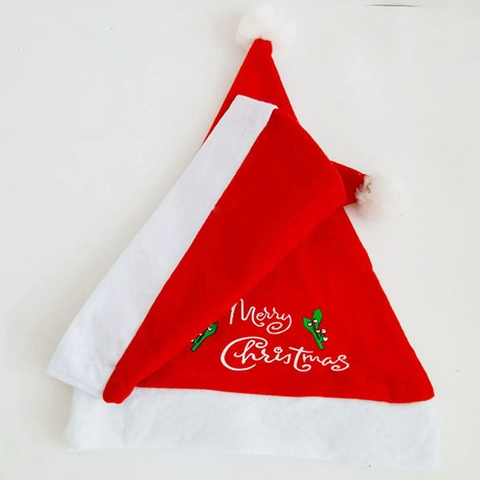 Cappello di Natale Classico Rosso E Bianco Con Stampa Merry Christmas in Flanella Cappello Decorativo per Festa Festiva
