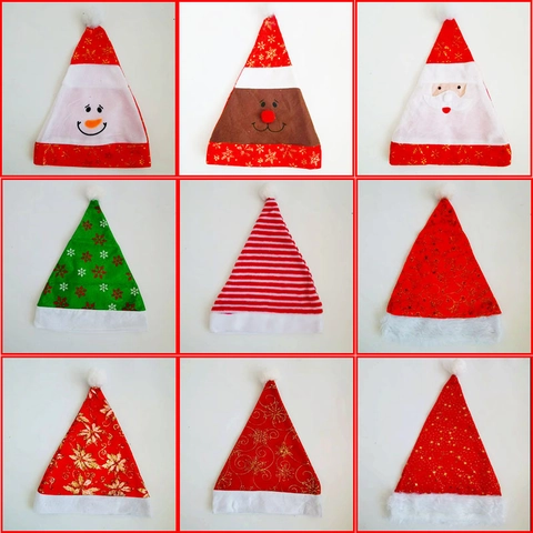 Christmas Hats For Kids Adults Santa Claus Snowman Reindeer Patterns PET Polyester Festive Decoration Holiday Plush Hats