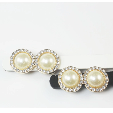 Elegant Women Sweet PU Leather Thin Belt With Double Artificial Pearl Rhinestone Buckle Solid Color Dress Waist Belt