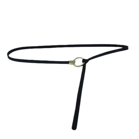 Cintura Sottile in Pelle PU da Donna Minimalista Fibbia Rotonda Dorata ad Ardiglione Accessorio Moda per Abiti Camicie Lunghe