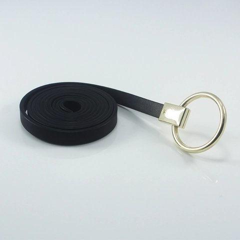 Cintura Sottile in Pelle PU da Donna Minimalista Fibbia Rotonda Dorata ad Ardiglione Accessorio Moda per Abiti Camicie Lunghe