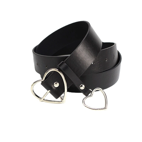 Damen PU Leder Gürtel Mit Herz Schnalle Anhänger Koreanischer Stil Einfacher Dekorativer Jeans Gürtel Gold Silber Zinklegierung Schnalle