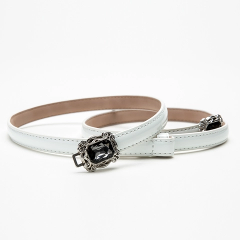 Cintura Sottile da Donna Elegante in Pelle PU Fibbia a Incastro in Strass Vintage Cinturino Regolabile per Abiti Senza Fori