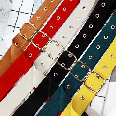 Retro Women Velvet Corset Belt Korean Style Korean Velvet Long Waistband With Alloy Square Buckle Decorative Belt For Dress Sweater Top