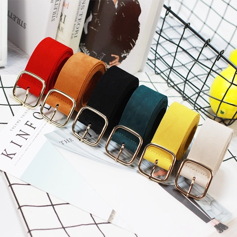 Retro Women Velvet Corset Belt Korean Style Korean Velvet Long Waistband With Alloy Square Buckle Decorative Belt For Dress Sweater Top