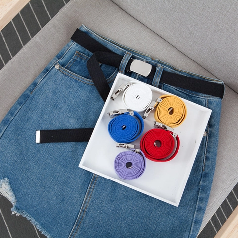 Cintura Casual in Tela Con Fibbia in Metallo Liscia per Uomo e Donna Sottile Regolabile per Jeans Abito Tinta Unita